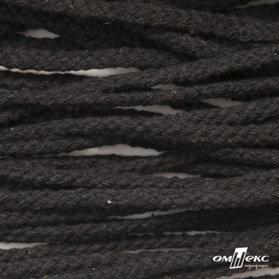Шнур плетеный d-6 мм круглый, 70% хлопок 30% полиэстер, уп.90+/-1 м, цв.1078-черный - купить в Красноярске. Цена: 588 руб.