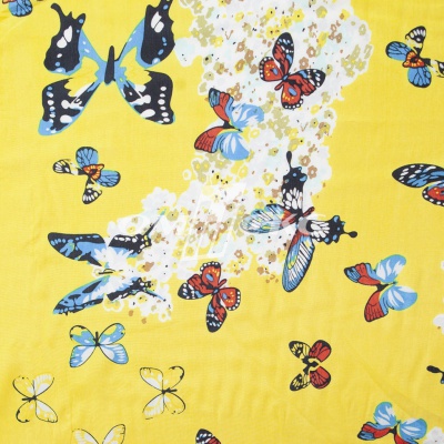 Плательная ткань "Софи" 7.2, 75 гр/м2, шир.150 см, принт бабочки - купить в Красноярске. Цена 241.49 руб.