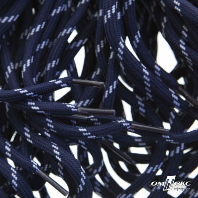 Шнурки #107-19, круглые 130 см, двухцветные цв.тём.синий/белый - купить в Красноярске. Цена: 22.14 руб.