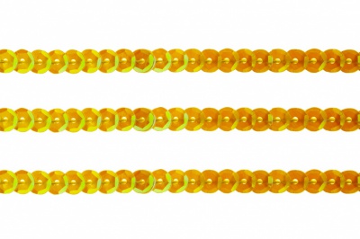 Пайетки "ОмТекс" на нитях, CREAM, 6 мм С / упак.73+/-1м, цв. 92 - золото - купить в Красноярске. Цена: 484.77 руб.