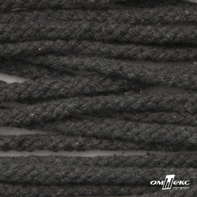 Шнур плетеный d-6 мм круглый, 70% хлопок 30% полиэстер, уп.90+/-1 м, цв.1088-т.серый - купить в Красноярске. Цена: 588 руб.