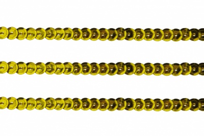 Пайетки "ОмТекс" на нитях, SILVER-BASE, 6 мм С / упак.73+/-1м, цв. А-1 - т.золото - купить в Красноярске. Цена: 468.37 руб.