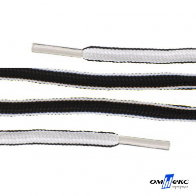 Шнурки #4-27, круглые 130 см, двухцветные (черно/белый) - купить в Красноярске. Цена: 47.04 руб.