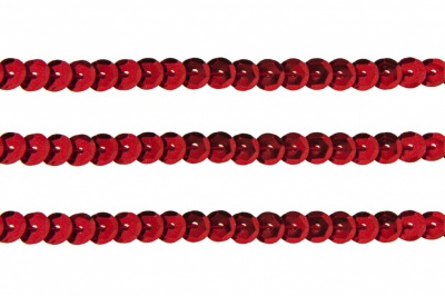 Пайетки "ОмТекс" на нитях, SILVER-BASE, 6 мм С / упак.73+/-1м, цв. 3 - красный - купить в Красноярске. Цена: 468.37 руб.