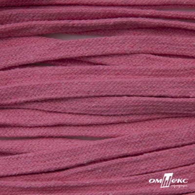 Шнур плетеный d-8 мм плоский, 70% хлопок 30% полиэстер, уп.85+/-1 м, цв.1029-розовый - купить в Красноярске. Цена: 735 руб.