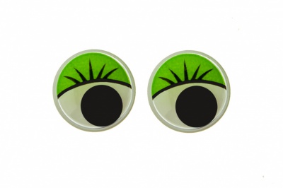 Глазки для игрушек, круглые, с бегающими зрачками, 15 мм/упак.50+/-2 шт, цв. -зеленый - купить в Красноярске. Цена: 113.01 руб.