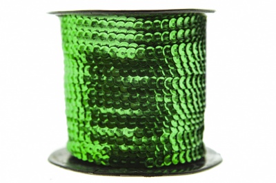 Пайетки "ОмТекс" на нитях, SILVER-BASE, 6 мм С / упак.73+/-1м, цв. 4 - зеленый - купить в Красноярске. Цена: 484.77 руб.