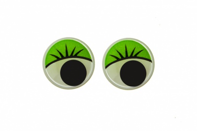 Глазки для игрушек, круглые, с бегающими зрачками, 12 мм/упак.50+/-2 шт, цв. -зеленый - купить в Красноярске. Цена: 95.04 руб.