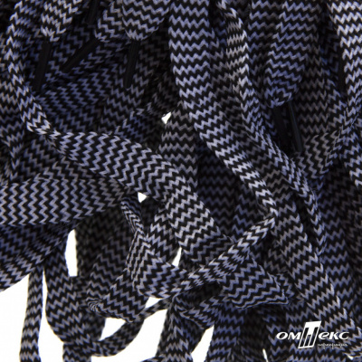 Шнурки #107-07, плоские 130 см, двухцветные цв.серый/чёрный - купить в Красноярске. Цена: 23.03 руб.