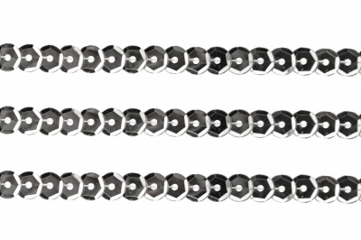 Пайетки "ОмТекс" на нитях, SILVER-BASE, 6 мм С / упак.73+/-1м, цв. 1 - серебро - купить в Красноярске. Цена: 468.37 руб.