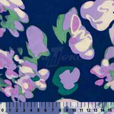 Штапель принт (100% вискоза) D4,C3, 110 гр/м2, шир.140см, принт цветы/василёк - купить в Красноярске. Цена 346.50 руб.