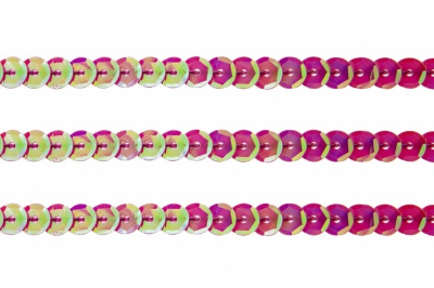 Пайетки "ОмТекс" на нитях, CREAM, 6 мм С / упак.73+/-1м, цв. 89 - розовый - купить в Красноярске. Цена: 468.37 руб.